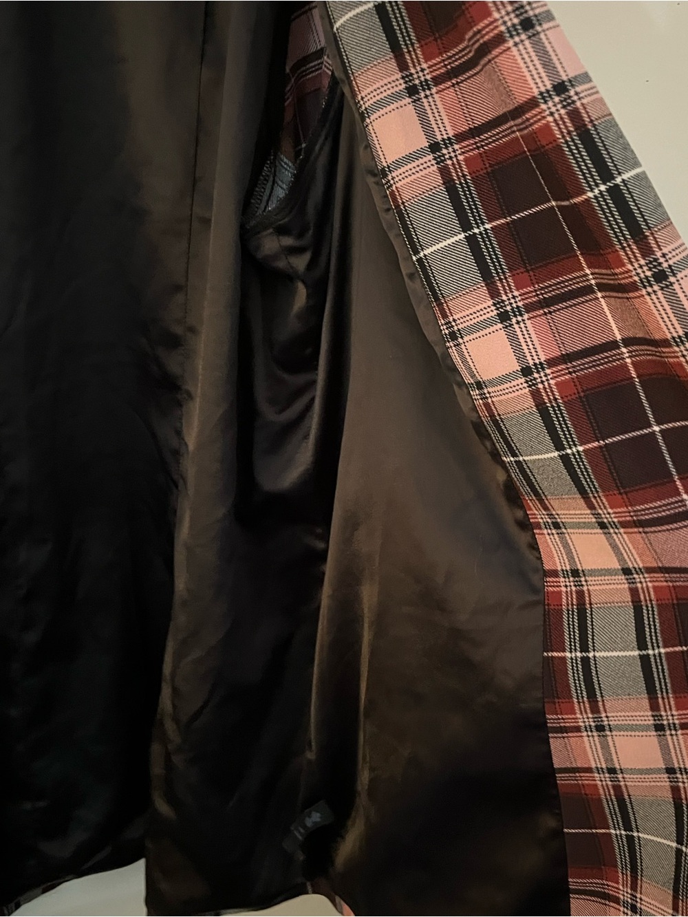 torrid Pink and Black Plaid Open Blazer Jacket - Picture 5 of 9